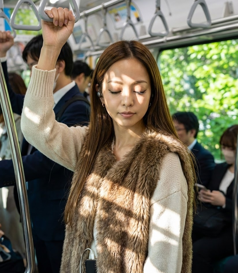 傲慢と善良をオーディブルを楽しむ女性