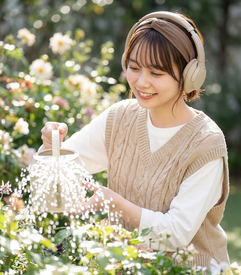 死んだ山田と教室をオーディブルを楽しむ女性