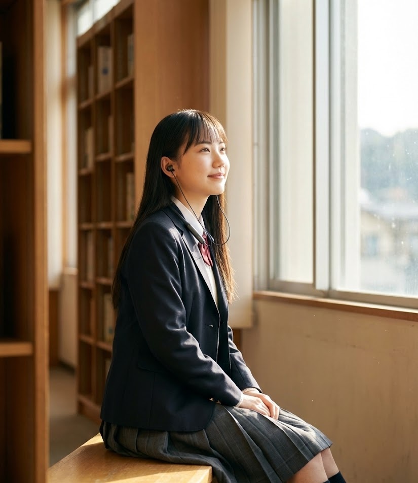 「成瀬は信じた道を行く」をオーディブル（聴く読書）を楽しむ女性