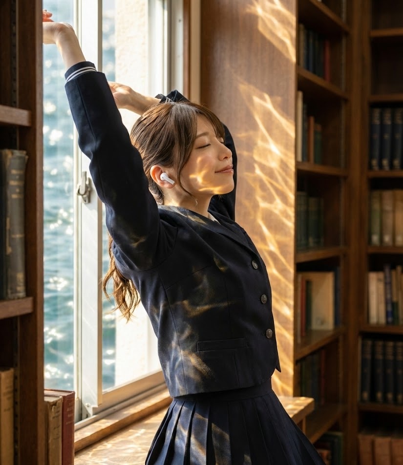 『成瀬は都を駆け抜ける』をオーディブル(聴く読書)を楽しむ女性