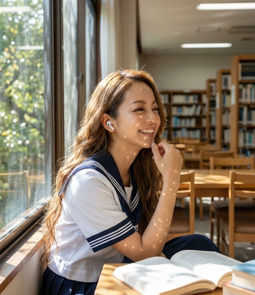 『成瀬は天下を取りに行く』をオーディブル(聴く読書)を楽しむ女性