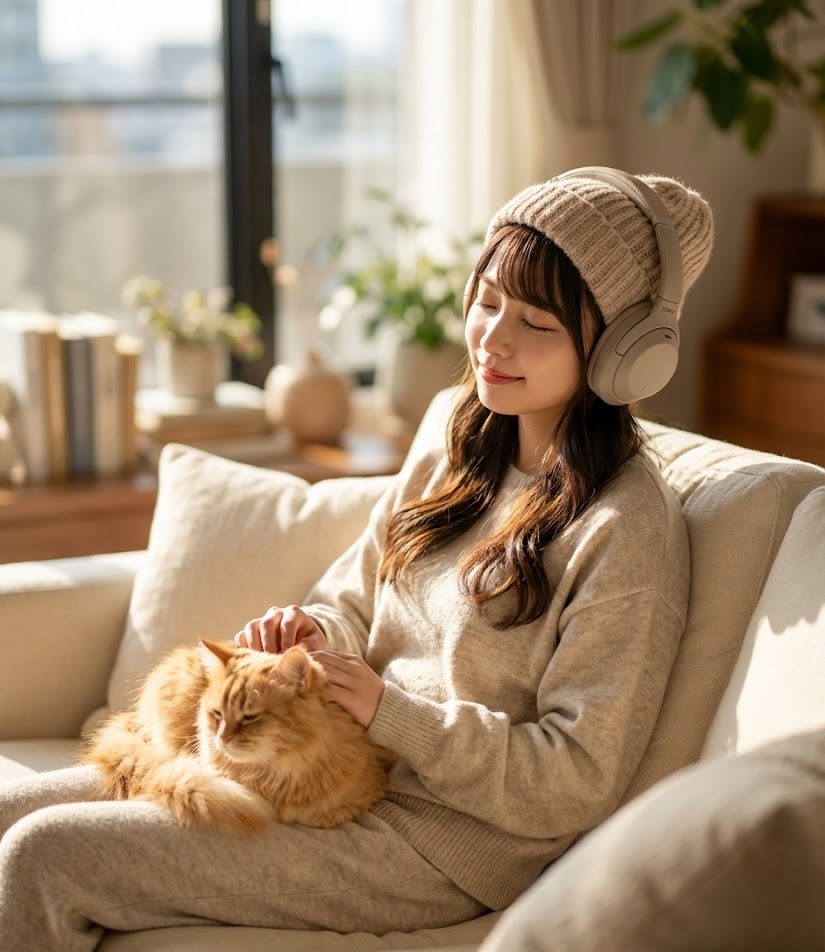 誰かが私を殺したをオーディブルで聴いてる女性