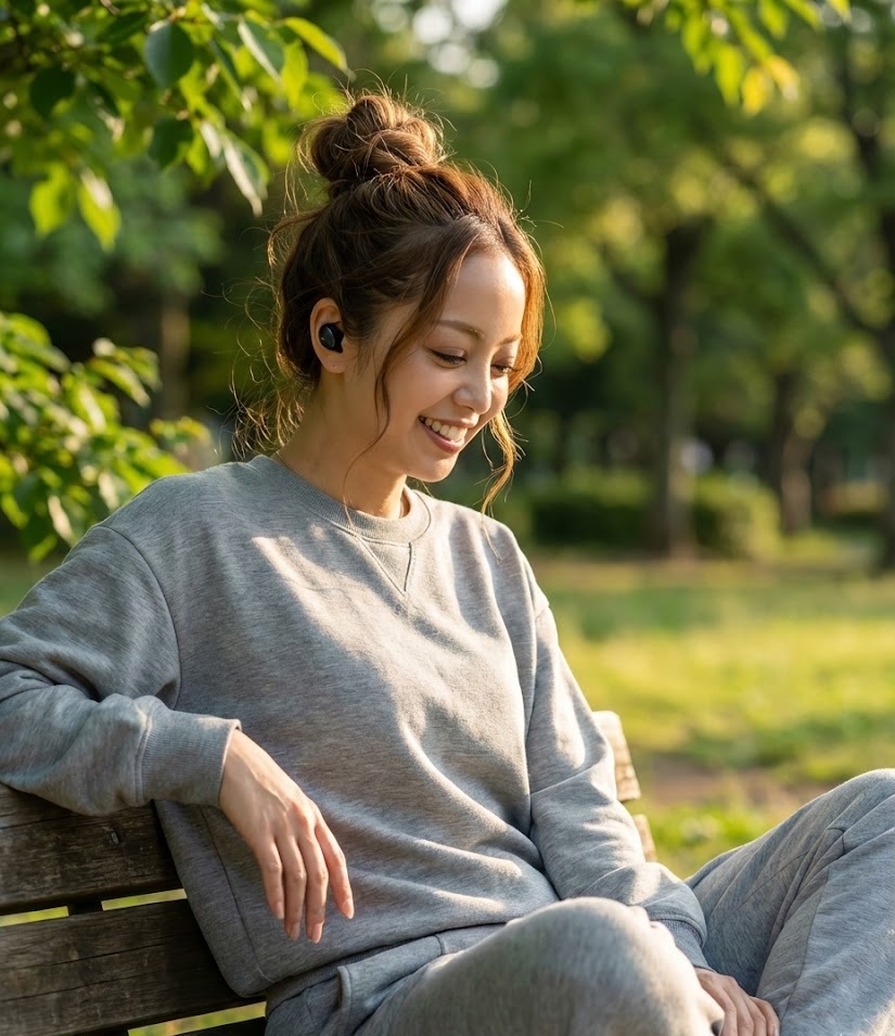 誰かが私を殺したをオーディブルで聴いてる女性