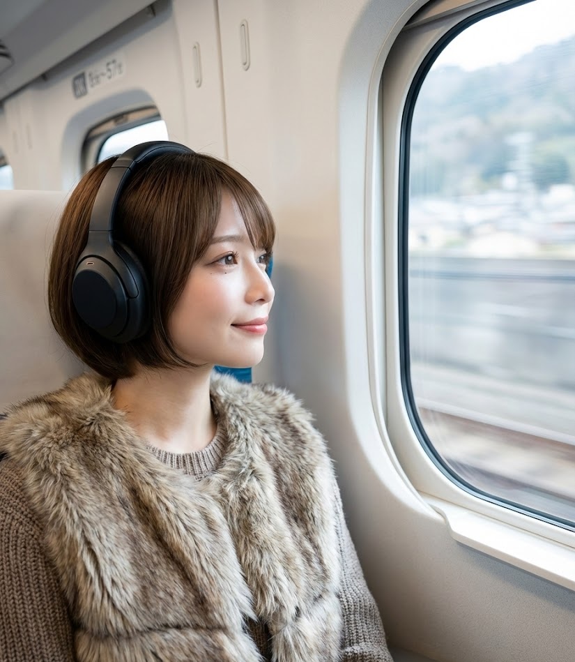 『嫌われる勇気』をオーディブルで聴く女性